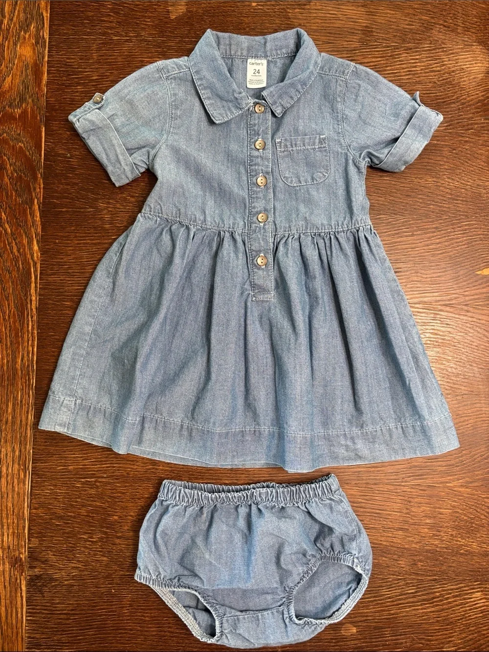 Carter's 5-Piece Set Floral & Denim Dresses Bloomers & Cardigan Baby Girl 24 mo